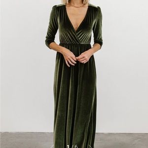 Velvet Sage Green Evening Dress
